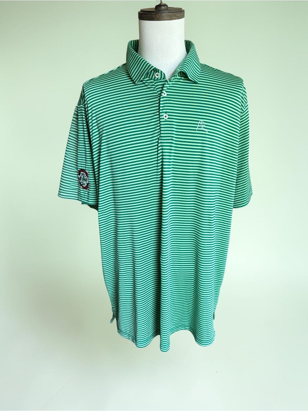 Rhoback Polo Shirt Mens 3XL XXXL Green Striped Golf Performance Stretch Excellen